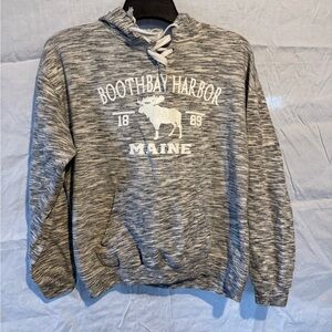 Boothbay Harbor Maine Gray Lace-Up Hoodie